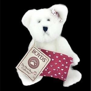 NWT Boyds Bears “Lovie” 8" White Plush Teddy Bear Valentine's Day Thinkin’ Of Ya